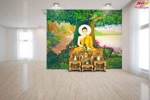 ตกแต่งห้องพระแคนวาสพระพุทธเจ้าทรงตรัสรู้ใต้ต้นมหาโพธิ์