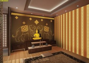 ตกแต่งห้องพระลายไทยช้างคู่