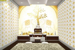 ตกแต่งห้องพระลายไทยต้นโพธิ์ช้างคู่