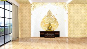 ตกแต่งห้องพระลายประจำยามสีขาว