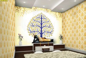 ตกแต่งห้องพระลายเทพพนมลายต้นโพธิ์