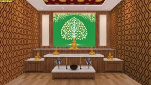 ตกแต่งห้องพระลายไทยสีเขียว