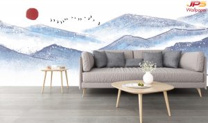 ตกแต่งภาพวาดทิวทัศน์ภูเขา เสริมฮวงจุ้ยตกแต่งบ้าน