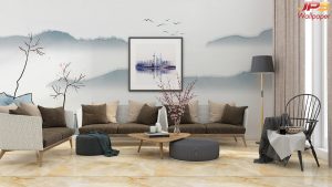 ตกแต่งวอลเปเปอร์เนินภูเขาและเมฆหมอก