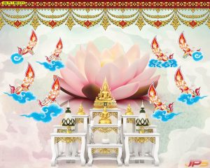 ตกแต่งวอลเปเปอร์พรีเมี่ยมลายไทยดอกบัวเทพพนม