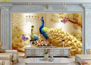 ตกแต่งวอลเปเปอร์ ลายนกยูงเรียกทรัพย์