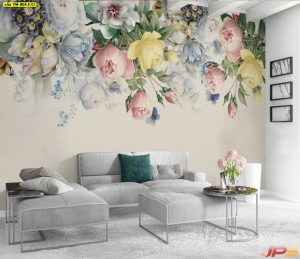 ตกแต่งห้องวอลเปเปอร์ผนังดอกไม้ ลายดอกกุหลาบ EX2