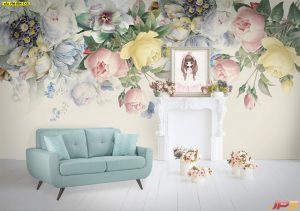 ตกแต่งห้องวอลเปเปอร์ดอกไม้ ลายดอกไม้หลากสี3D-EX6