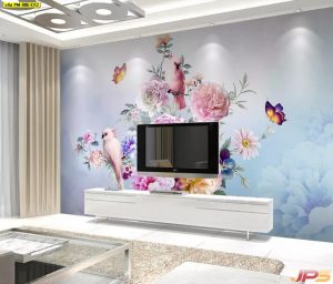 ตกแต่งห้องวอลเปเปอร์สั่งพิมพ์ ลายสวนดอกไม้สไตล์อังกฤษ-EX2