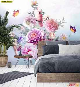 ตกแต่งห้องวอลเปเปอร์กราฟิก3D ลายสวนดอกไม้-EX8