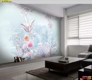 ตกแต่งห้องวอลเปเปอร์สั่งพิมพ์ ลายสวนดอกไม้สีพาสเทล-EX2