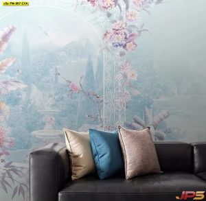 ตกแต่งห้องวอลเปเปอร์ ลายสวนดอกไม้สีพาสเทล-EX4