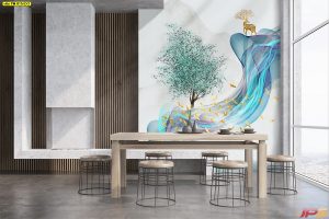 ตกแต่งห้องวอลเปเปอร์สั่งพิมพ์ ลายกวางบนหน้าผา3D -EX1